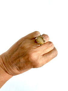 Small oval gobi agate specimen ring