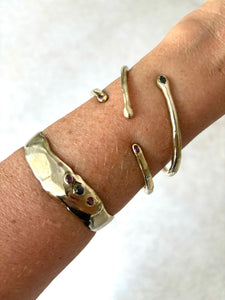 Brass bracelets with sapphires or ruby