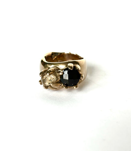 Black Spinel + Herkimer Diamond Ring