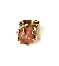 Tangerine quartz specimen ring