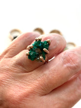 Green dioptase claw set ring