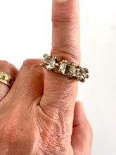 Three Herkimer Diamond bronze ring