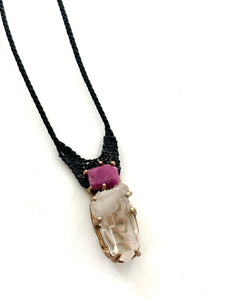 ruby with quartz pendant necklace