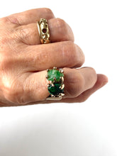Emerald + Malachite bronze ring