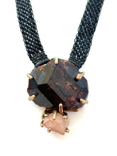 natural garnet and quartz pendant necklace