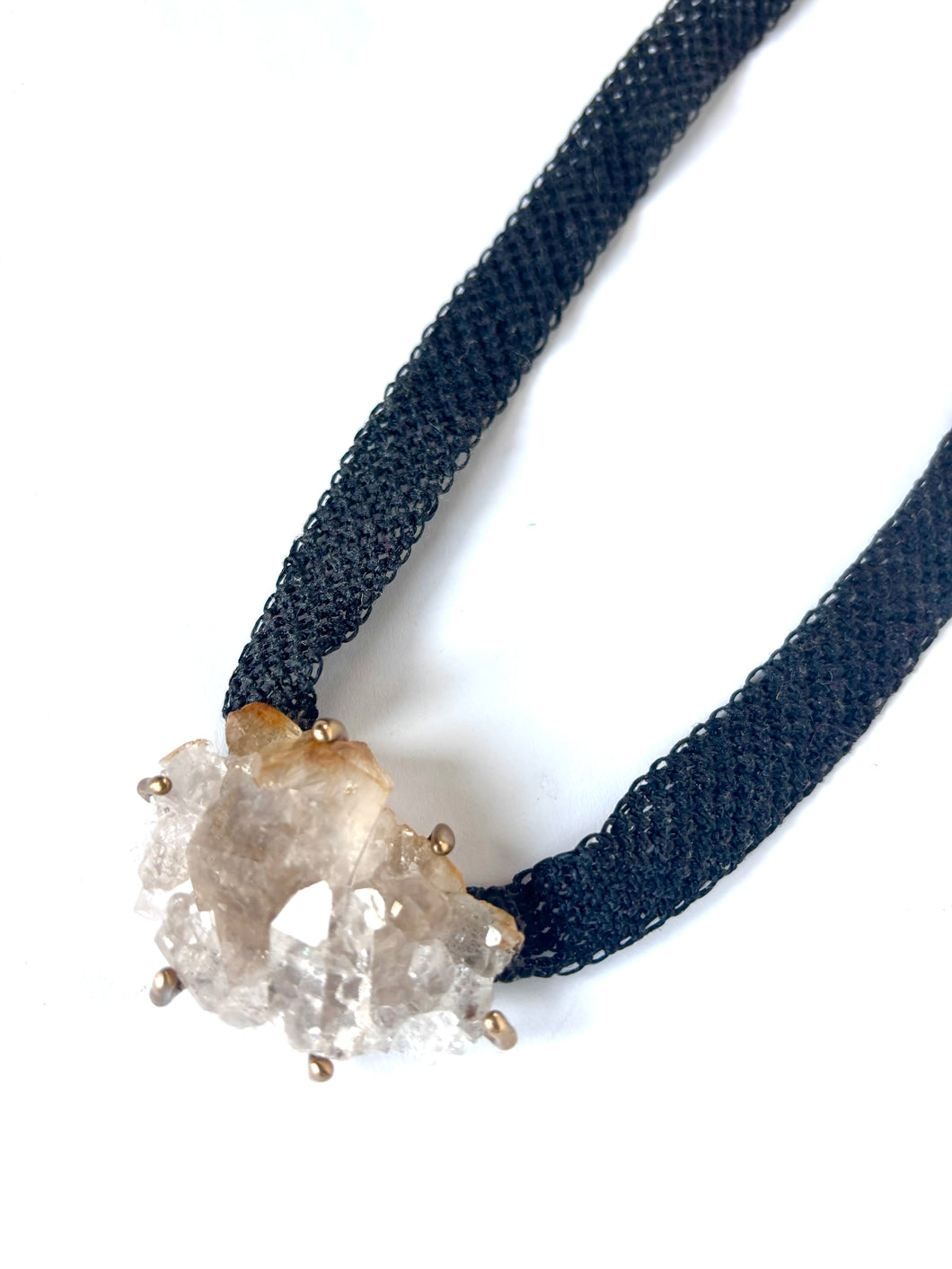 Quartz cluster macramé necklace
