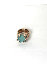 Blue Tourmaline Bronze Ring