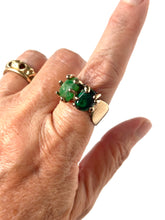 Emerald + Malachite bronze ring