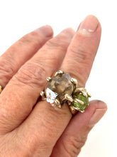 Amethyst and Peridot specimen ring