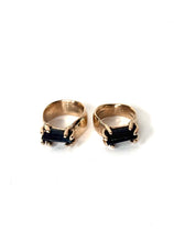 Dark Blue Tourmaline bronze ring