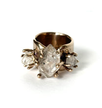 Three imperfect Herkimer Diamond ring