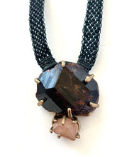 natural garnet and quartz pendant necklace