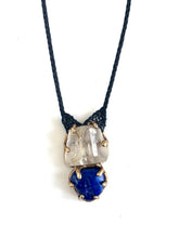 Topaz & Lapis Lazuli set in bronze necklace