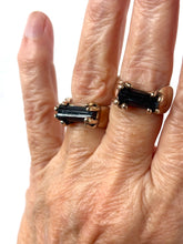 Dark Blue Tourmaline bronze ring