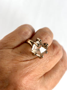 Peach topaz small specimen ring