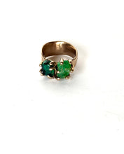 Emerald + Malachite bronze ring