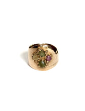 Four color Montana sapphire shield ring