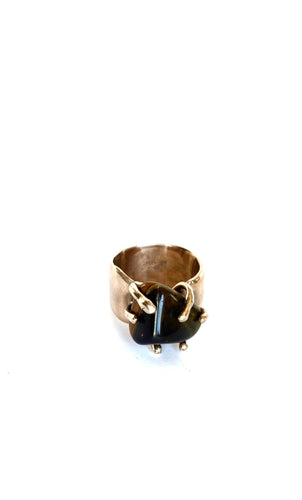 tigers eye bronze claw-set ring