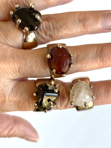 white quartz claw-set ring